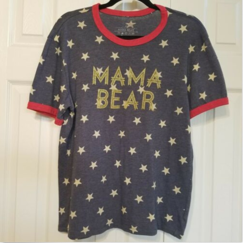 Womens T-Shirt Size M Blue Mama Bear Graphic